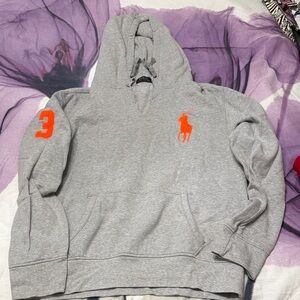 Polo by Ralph Lauren Gray Hoodie with Orange Accents